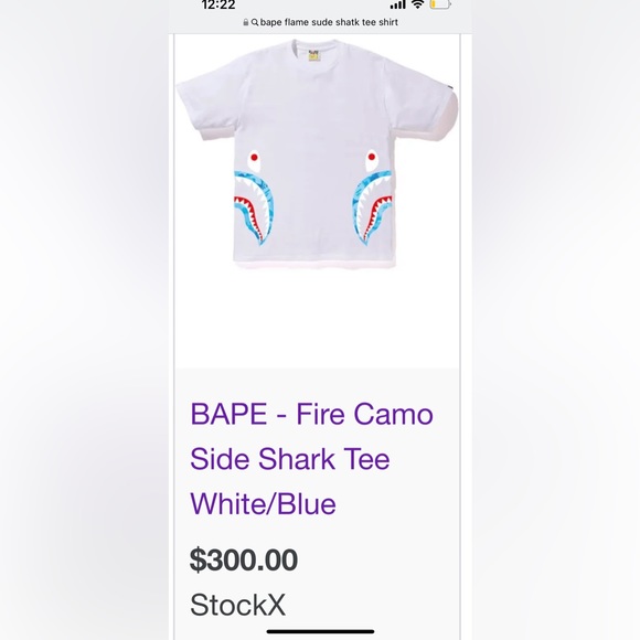 BAPE authentic camo flame side shark tee shirt - Picture 6 of 6